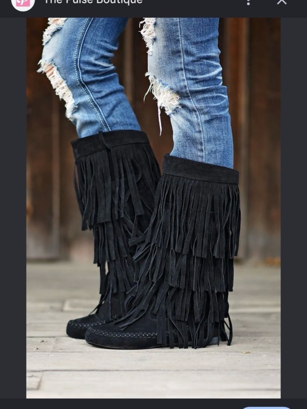 Minnetonka Fringe Boot - Black